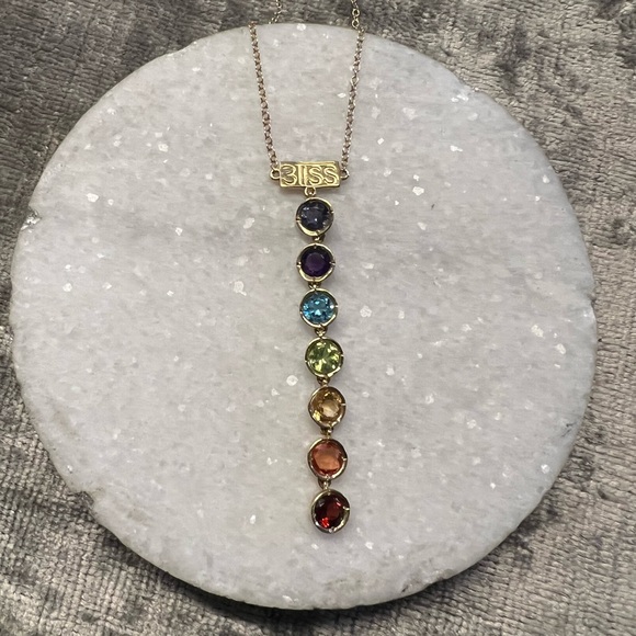 7 Chakra Solid Gold Necklace
